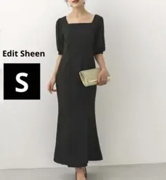 Edit Sheen 五分袖シフォンパフスリーブマーメイドドレス　S 結婚式