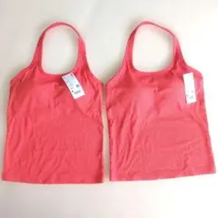 ユニクロ ブラトップ M オレンジ 2枚 ホルター リブ 新品 タグ付き ヨガ