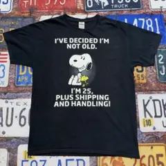 スヌーピー PEANUTS ジョーク プリントTシャツ ブラック L 古着