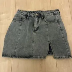 デニムグレー タイトスカート フロントスリット