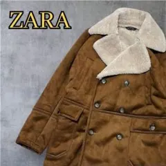 ✨未使用✨ZARA メンズ　ムートン　コート　M ロング　ボア　ブラウン