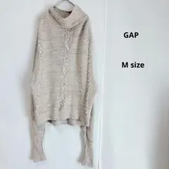 GAP ギャップ ケーブル編みタートルネックニット M ロングスリーブ ベージュ