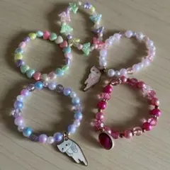 カラフルビーズブレスレット5個セット
