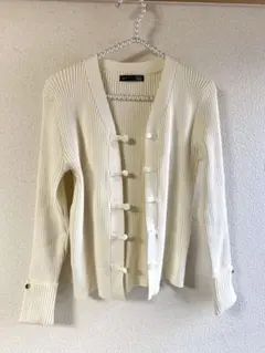 アイボリー リブ編み カーディガン　Dazy デイジー