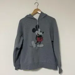 ［東京ディズニーリゾート］ミッキージップパーカー グレー 耳付き Lサイズ