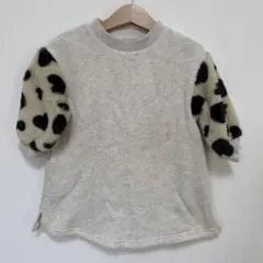 ハート柄 ファー袖 フリースワンピース