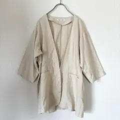 Bonjour Sagan リネンノーカラージャケット アイボリーFのサムネイル