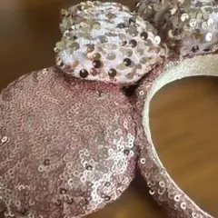 ディズニー ミニー耳 カチューシャ ピンク スパンコール