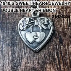 スウィートハートジュエリー ダブルハート リボン シルバーヴィンテージネックレス