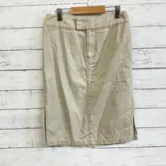 プロポーション】膝丈タイトスカート アイボリー系 コットン 春夏 体型カバー