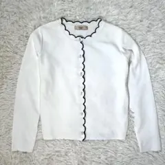 Maglie par ef-dé スカラップ パールカーディガン 9号