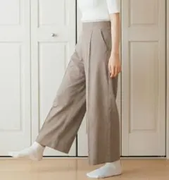 RAMIRAL ピンタックワイドパンツ L ベージュ