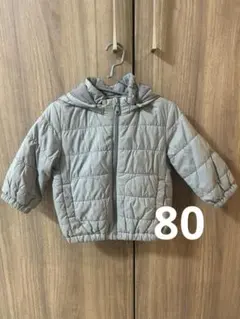 ユニクロ キッズ 中綿ジャケット 80 グレー フード付き