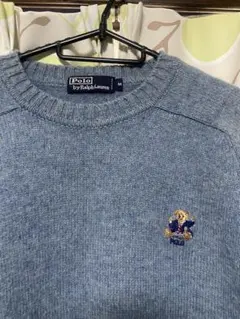 ポロラルフローレン　ポロベア　ニット　厚手　ブルー　Mサイズ