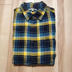 UNIQLO 長袖ネルシャツ Lサイズ ネイビー/イエロー