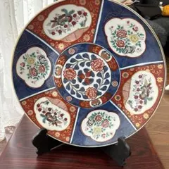 秀峰 輪花 大皿34cm 金彩 有田焼 有田焼 秀峰窯 額皿 大皿 金彩染錦 輪花 飾り皿 花柄 46cm 皿立付 鳳凰