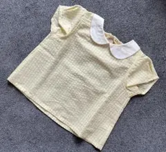 petit main 半袖ブラウス90 黄色　チェック