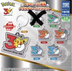 ポケモン 30周年 メタルチャームマスコット 6種セット　セミコンプ