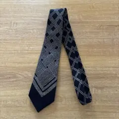丸井今井 ネクタイ 幾何学 総柄 ネイビー ビジネス シルク 日本製 絹100%