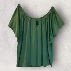 赤字覚悟✨　オフショルダー　チュニック 半袖 グリーン　夏服