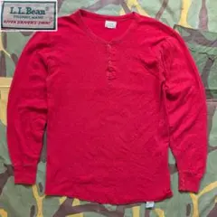 L.L.Bean 80s レッド ヘンリーネック サーマル Mサイズ 古着