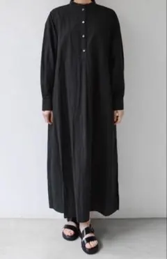 WIRROW cotton linen stand collor シャツドレス