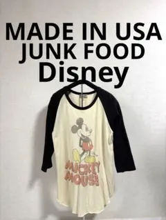 【USA製】JUNK FOOD × Disney ミッキーマウス ラグラン7分袖