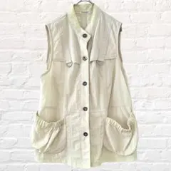 タンポポ ミリタリーベスト ハイネック トレッキング ポケット付 韓国製 羽織り