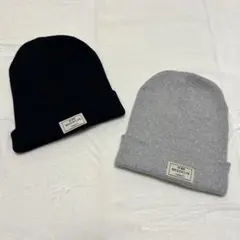 ニット帽 2色セット 黒 グレー SHIEN