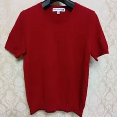 ユニクロ × イネス　カシミヤ混　クールネック　半袖ニット　赤　Mサイズ