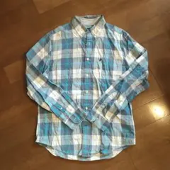 American Eagle　青×白　チェック 長袖シャツ