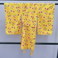 ★4551★ 浴衣 女の子 キッズ ゆかた 黄色 いちご さくらんぼ