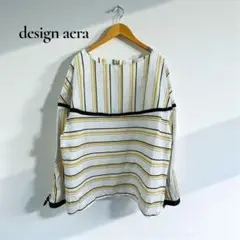 ✽デザインアエラ ブラウス【38】コットン100% ストライプ 長袖 d361