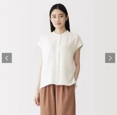 今季　無印良品　風を通す　フレンチスリーブブラウス　M