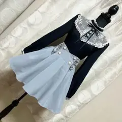 ROJITA レースアップブラウス、パール釦フレアスカート　セット