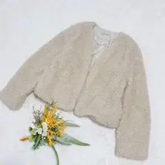 美品✨【ジーユー】GU ボアブルゾン もこもこアウター ベージュ L ●