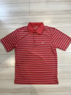 Nike DRI-FIT 赤白ストライプ ポロシャツ