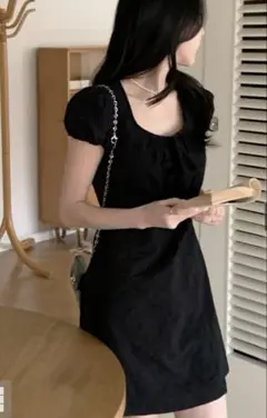 【GRL】リボン柄ギャザーミニワンピース