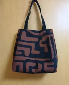 ハンドメイド＊ふんわりタックバック アフリカンプリント　ブラック×ブラウン