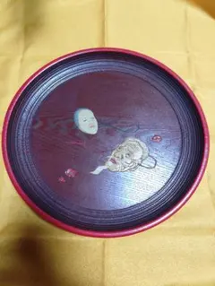 大型 鎌倉 盆 漆 彫刻 在銘 高台 アンティーク 工芸品 置物