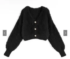 ゴールドボタンシャギーニットショート丈カーディガン[kz650]