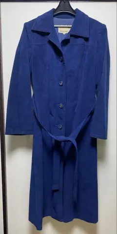 ネイビー スエード風 ロングコート