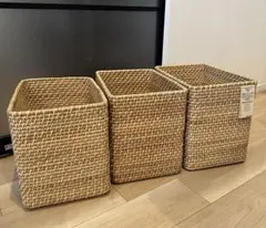 無印　重なるラタン　バスケット　3点セット