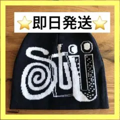 【大人気】ビーニー＊ニット帽＊y2k＊ブラック＊メンズ＊黒＊ビッグロゴ＊アメカジ