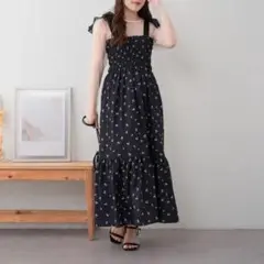 新品　チュールリボンジャンスカ　NICE CLAUP ロングワンピース　チェリー