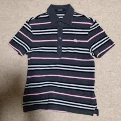 バーバリーブラックレーベル ボーダー半袖ポロシャツ グレー サイズ１　No.6