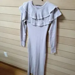 ＧＲＬ グレイル フリル 美シルエット ニットワンピース M 韓国服 風