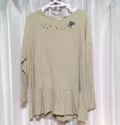 ドラッグストアーズ　　刺繍　 フリル　切り替えチュニック　ベージュ　フリー