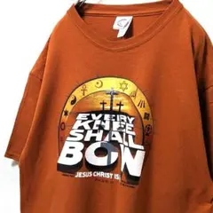 デルタ エブリーニーシャルボウ ロゴ Tシャツ ブラウン 茶色 L 古着