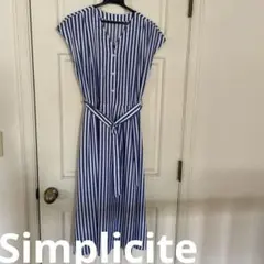 Simplicite ストライプ ノースリーブシャツワンピース